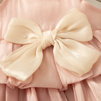 0-2 Years Baby Girl Dress Summer Pink Sweet Bow Suspender Cake Dress for Elegant Girl Party Wedding Dress
