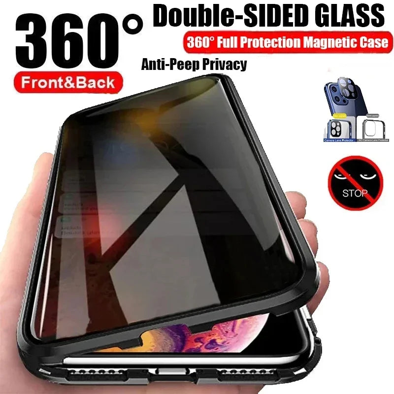 360 Double-sided Glass Phone Case for Honor Magic 3 4 5 6 7 Pro Magic4 Lite 5G Magnetic Anti Peeping Tempering Glass Cover Coque