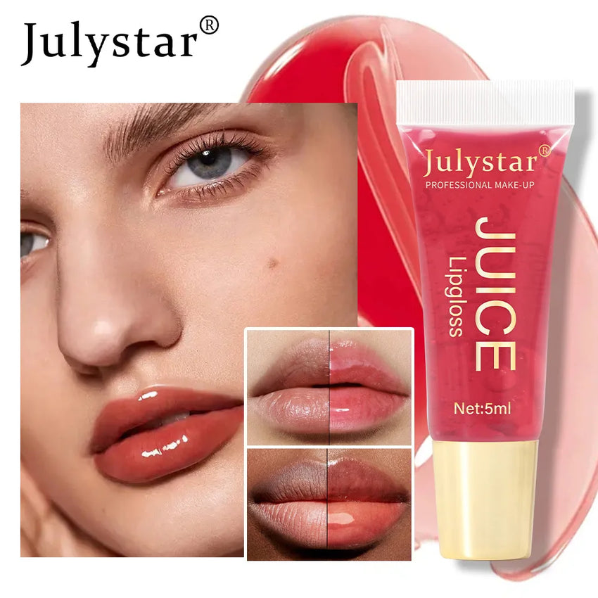 Julystar 6color Long lasting Moisturizing Mirror Lip Oil, Fruit Flavor, Pudding Lip Moisturizing, Water Radiant Lip Honey