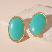 Vintage Red Resin Women's Earrings Stud Earrings Luxury large Geometric Oval earrings Party Wedding Ear Jewelry Wholesale