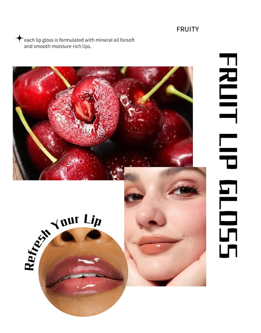 Julystar 6color Long lasting Moisturizing Mirror Lip Oil, Fruit Flavor, Pudding Lip Moisturizing, Water Radiant Lip Honey