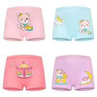 4 Pieces/lot Design Children's Girls Panties Cotton Soft Pretty Cartoon Unicorn Child Underwear for Girls Kids Boxer Breathable