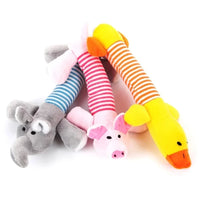 Striped Plush Dog Toys Squeaky Assorted Animals Duck Pig Hippo Shapes Durable Bite Resistant Safe Washable Fun Pet Supplies