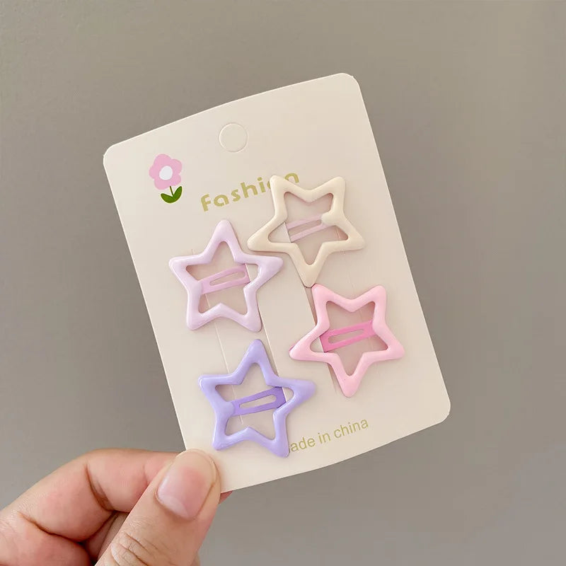 4pcs/set Cute Star Hair Clips Girl's Side Bangs Hair Accessories Small Clip Children's Hair Decorations Kids Accessories