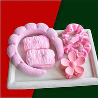 Wash Face Headbands For Women Coral Fleece Hair Bands Cuff Waterproof Bands Absorbent Wristbands Head Band Hair Accessories Set