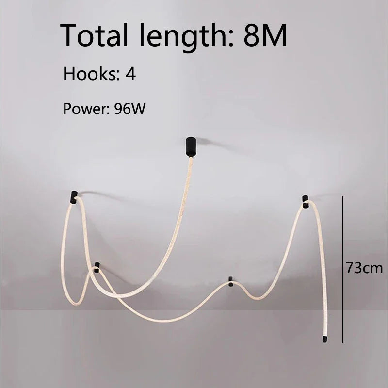 Modern LED Line Light Designer DIY Chandelier for Loft Villa Duplex Living Room Exhibition Hall Creative Art Home Lighting