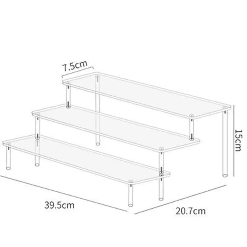 Acrylic Display Stand Pottery Storage Rack Doll Clay Figurine Display Stand Transparent Ladder Makeup Organization Shelf