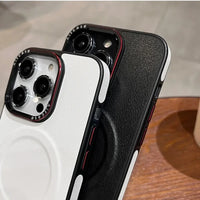 For iPhone 16 Leather Case Luxury Bicolor Magnetic for Magsafe Case for iPhone 15 13 12 14 Pro Max 16Pro Max Wireless Chgarging