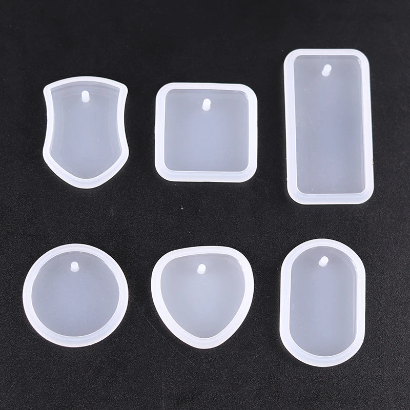 1/6/10pcs DIY Keychain Pendant Silicone Mold Set Crystal Epoxy Resin Mold Round Rectangle Pendants Jewelry Making Casting Mould
