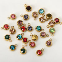 20pcs 6mm Stainless Steel Rhinestone Beads Gold Color Crystal Charms Pendants for Necklace Bracelet Jewelry Making Charm 2030