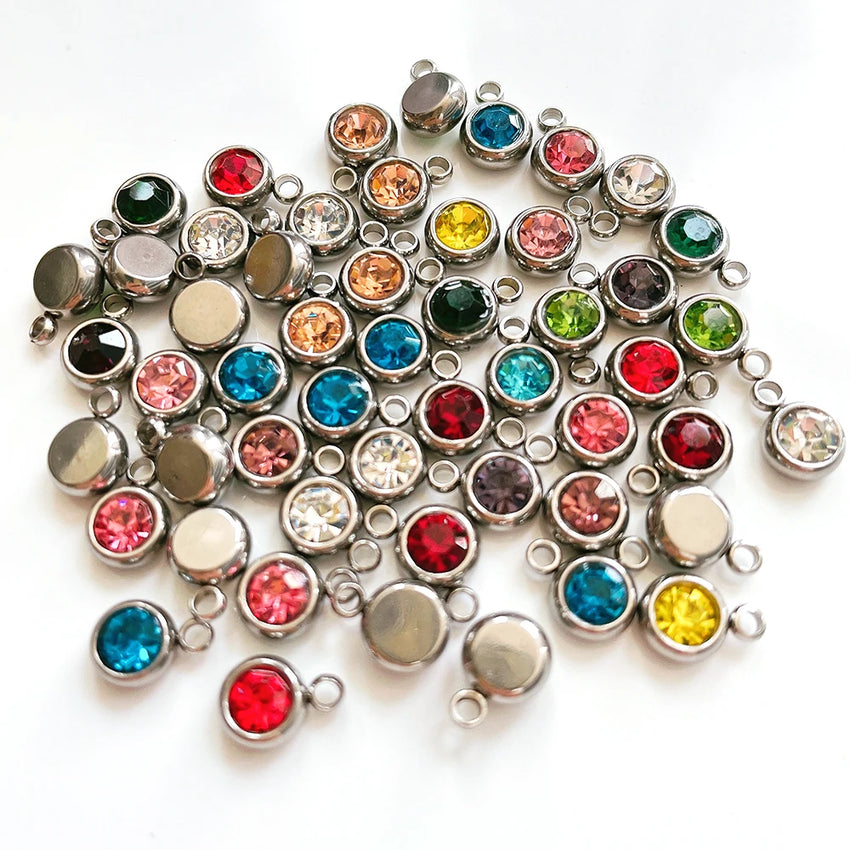20pcs 6mm Stainless Steel Rhinestone Beads Gold Color Crystal Charms Pendants for Necklace Bracelet Jewelry Making Charm 2030