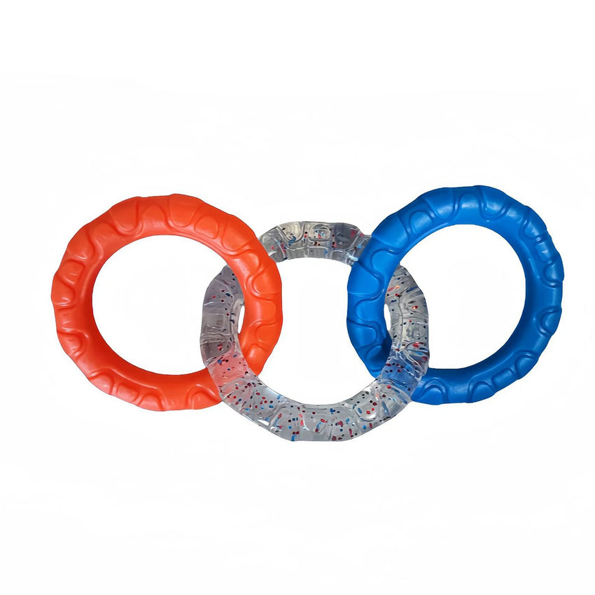 Dog Chew Toy TPR Teeth Cleaning Pet Toys For Small Medium Large Dogs Interactive Bite Resistant 3 Ring Tug Dog Toy Pet Supplies