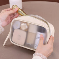 1pc Multifunctional Semi Transparent Makeup Bag, Cosmetics Storage Bag, Business Travel Toiletry Bag, Large Capacity Makeup Repa