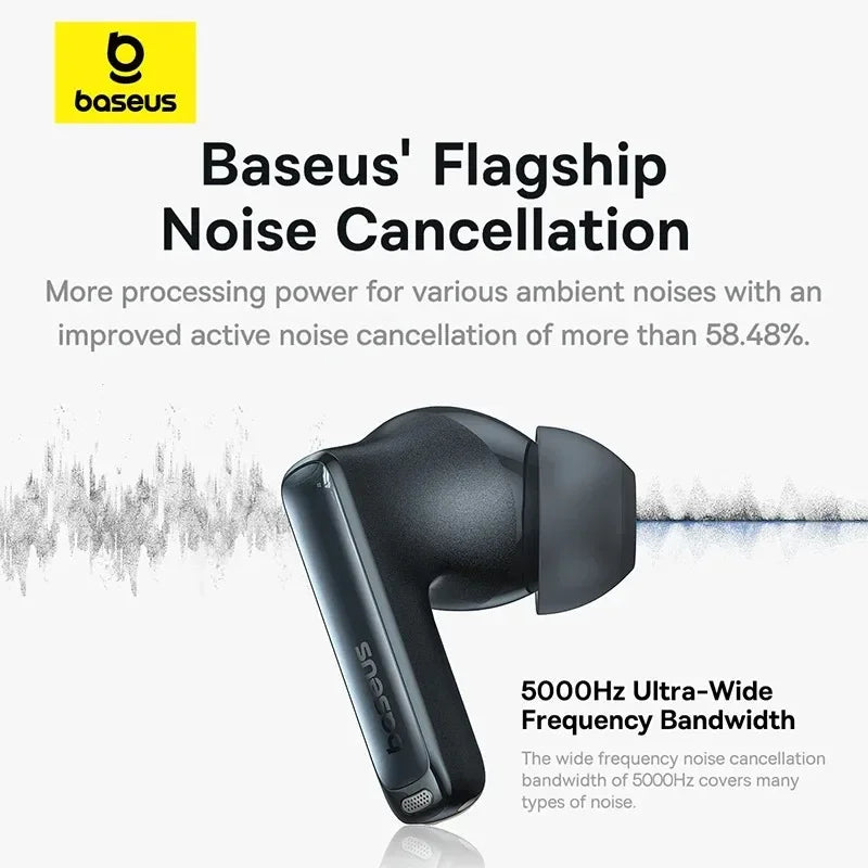 Baseus Bowie M2s Pro Headphones Wireless Bluetooth 5.4 TWS Earphones Active Noise Cancelling Earbuds 4 Micphone ENC Hifi Headset