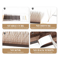 MASSCAKU New Brown 3D/4D/5D W Shaped Eyelash Extensions 8-15mm Mix Length Hand-Woven Premade Volume Fans Cilios for Makeup Tools
