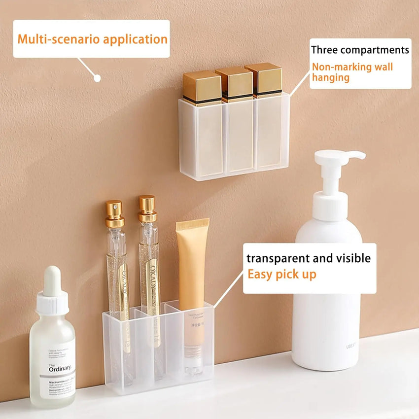 lipstick storage box, makeup brush storage,  wall mounted transparent ,three compartment classified lipstick rack, lipstick box