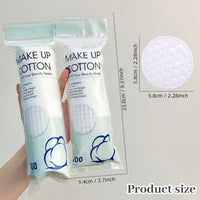 100pcs/200pcs soft and breathable round cotton pad with double-sided texture is used for daily facial cleaning and makeup remova