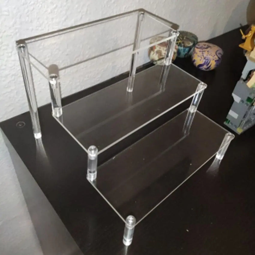Acrylic Display Stand Pottery Storage Rack Doll Clay Figurine Display Stand Transparent Ladder Makeup Organization Shelf