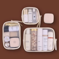 1pc Multifunctional Semi Transparent Makeup Bag, Cosmetics Storage Bag, Business Travel Toiletry Bag, Large Capacity Makeup Repa