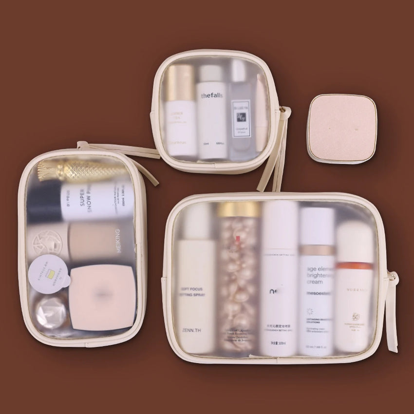 1pc Multifunctional Semi Transparent Makeup Bag, Cosmetics Storage Bag, Business Travel Toiletry Bag, Large Capacity Makeup Repa