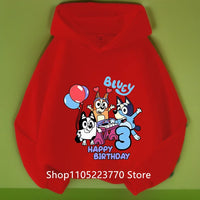 Kids Bluey Hooded Sweatshirt Fall Winter Warm Soft Pullover Comfortable Playwear for Boys Girls