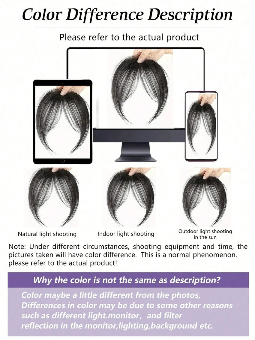 Synthesis Wig Middle-Part Bangs Hair Extensions Clip In Forehead Natural Seamless French Oblique Bangs Eight-Character Bangs