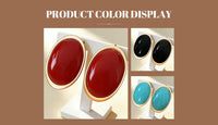 Vintage Red Resin Women's Earrings Stud Earrings Luxury large Geometric Oval earrings Party Wedding Ear Jewelry Wholesale