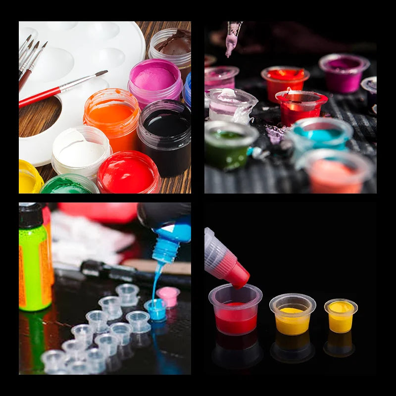 100Pcs POSEIDON Tattoo Ink Cups High Quality Plastic Disposable Pigment Clear Permanent Makeup Tattoo Accessory Tattoo Ink Cups