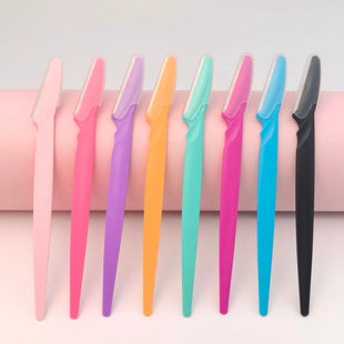 10-Piece Mixed Stainless Steel Matte Eyebrow Razors: Candy-Colored, Safety-Type with Straight Handle