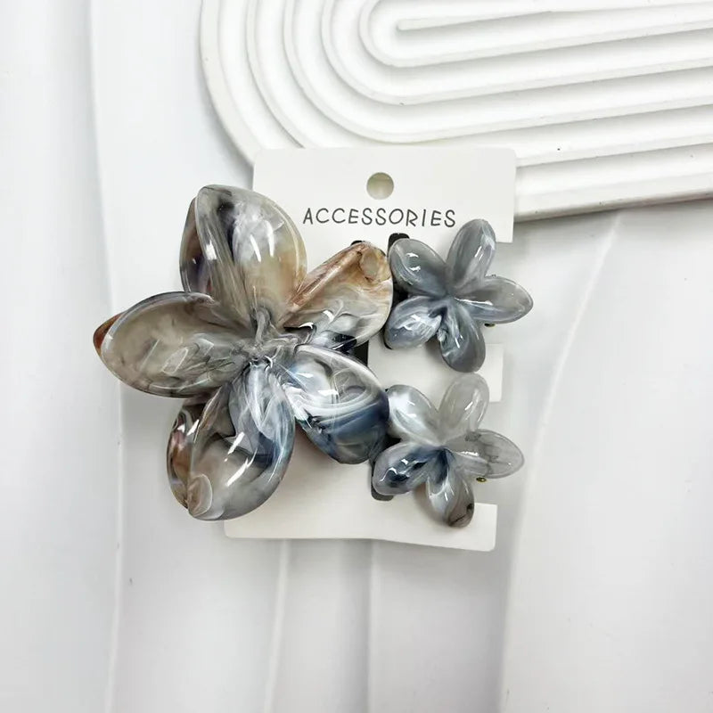 3Pcs/Set Sweet Flower Colroful Gradient Hair Claws Ponytail Cip Clamp Barrettes Hairpins For Women Girl Beach Hair Accessories