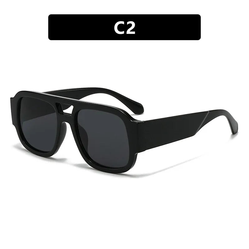 Fashion Double Bridges Square Sunglasses Women Candy Color Retro Wide Legs Men Sun Glasses Shades UV400