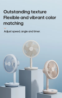 New Portable Smart Oscillating Desk Fan 4000mAh 5 Gear Speed Silent Desktop Rechargeable Fan Angle Adjustable for Home Office