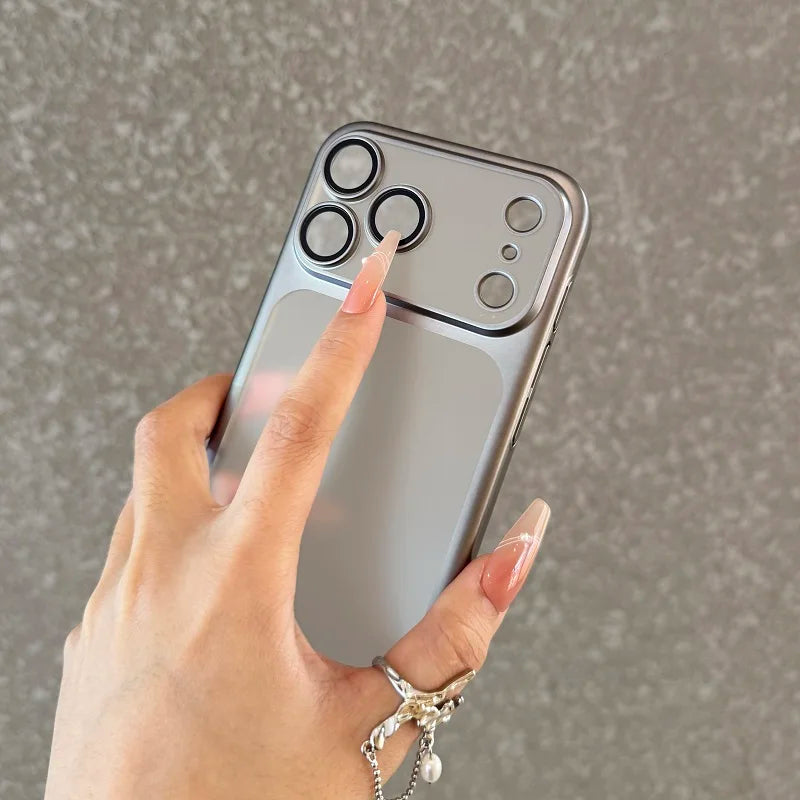 Luxury Transparent Matte Phone Case For iPhone 17Pro Air 17 16 15 14 13 12 11 Pro Max Lens Protection Metallic Color Frame Cover