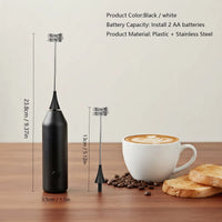 Electric milk frother, milk frother battery, AA size electric coffee mixer, egg beater, cream mixer, cooking tool mixer