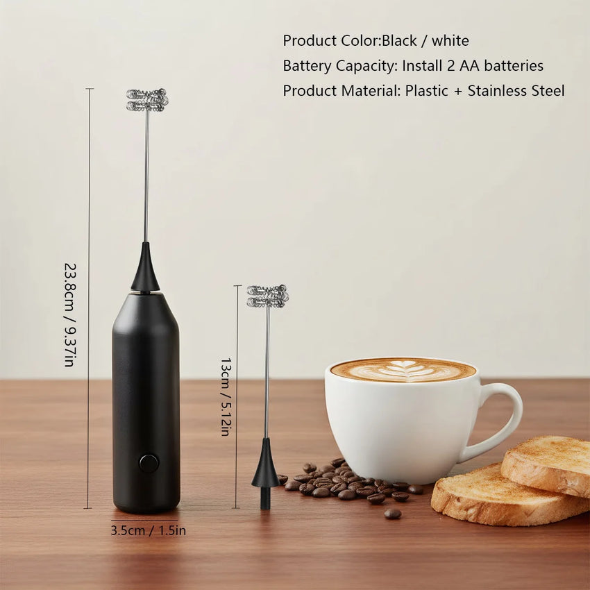 Electric milk frother, milk frother battery, AA size electric coffee mixer, egg beater, cream mixer, cooking tool mixer