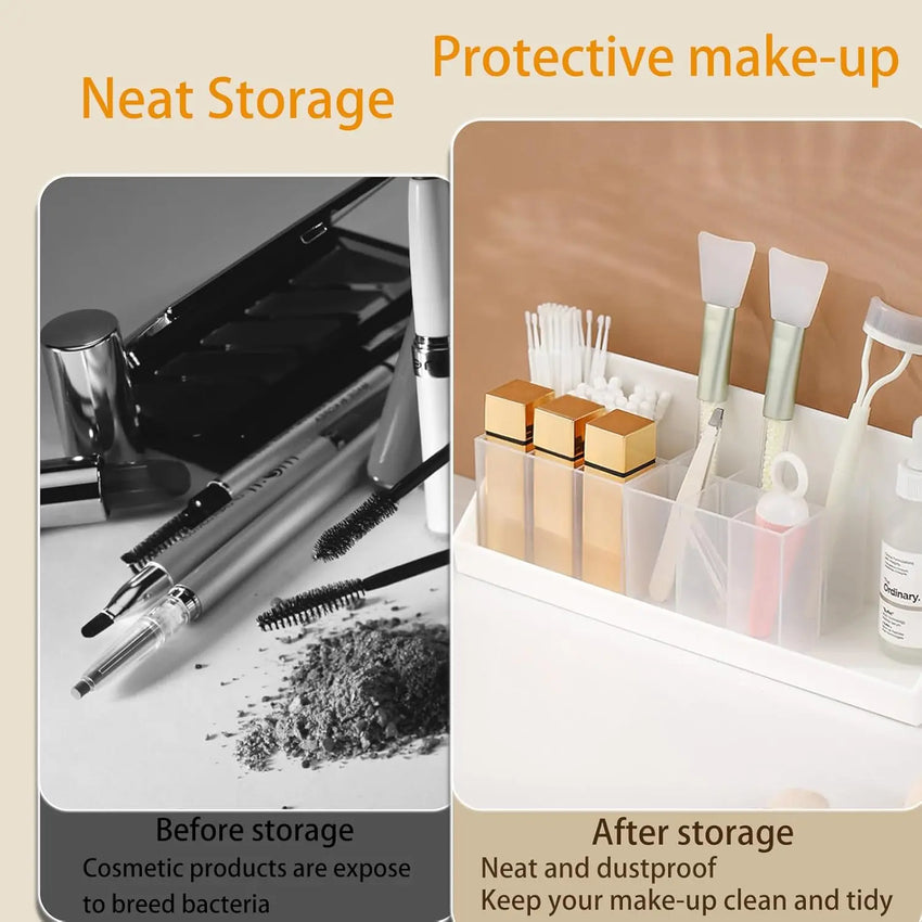 lipstick storage box, makeup brush storage,  wall mounted transparent ,three compartment classified lipstick rack, lipstick box