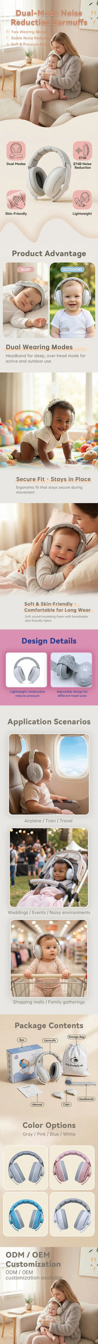 New Baby Ear Protection Noise Cancelling Headphones for Babies, 2-in-1 Baby Ear Protection, Baby Travel Essentials for Outdoor