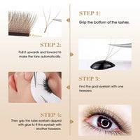 MASSCAKU New Brown 3D/4D/5D W Shaped Eyelash Extensions 8-15mm Mix Length Hand-Woven Premade Volume Fans Cilios for Makeup Tools