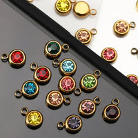 20pcs 6mm Stainless Steel Rhinestone Beads Gold Color Crystal Charms Pendants for Necklace Bracelet Jewelry Making Charm 2030