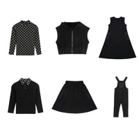 AP check cotton collection kids girls boys fall winter pockets jumper dress skirt family matching clothes casual plaid clothing