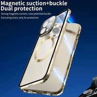 Metal Magnetic Anti Peeping Privacy Case For iPhone 17 16e 15 14 13 12Pro Max Magsafe Case 360 Protection Shockproof Phone Cover