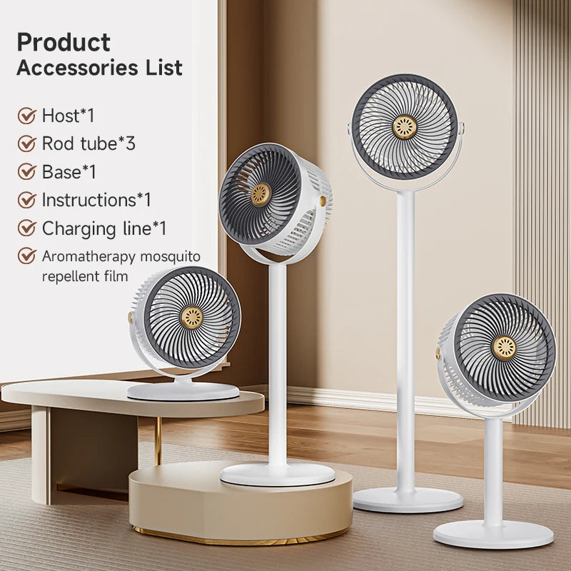 Wireless Fan Height Adjustable Outdoor Travel Camping Long Endurance USB Charging Portable Student Dormitory High Wind Power