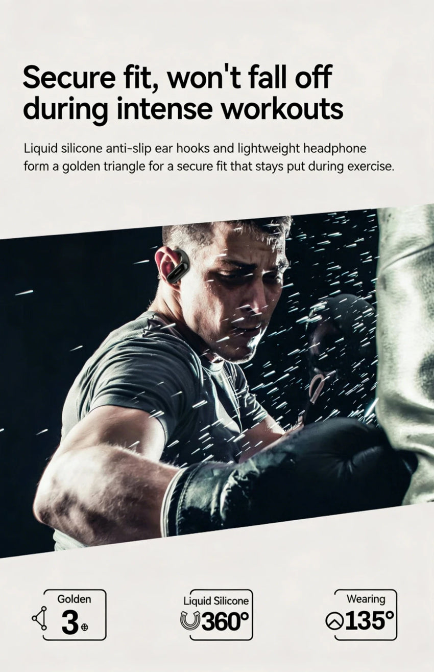 DACOM L19 Wireless Headphones Bluetooth 5.3 Earphones True with Mic Button Control Noise Reduction Earhooks Waterproof Headset