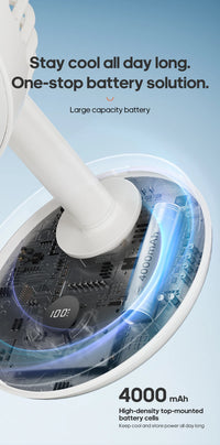 New Portable Smart Oscillating Desk Fan 4000mAh 5 Gear Speed Silent Desktop Rechargeable Fan Angle Adjustable for Home Office