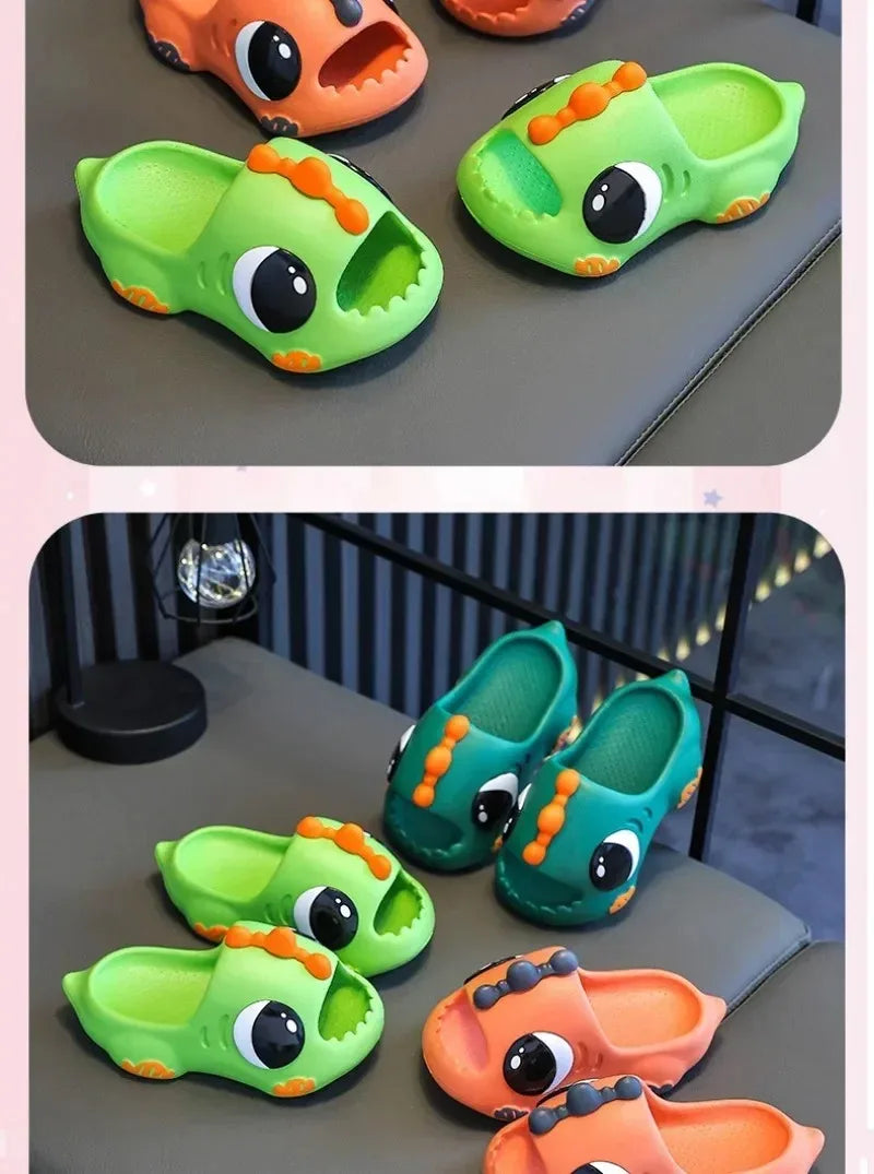 /Summer Aged 2-12 Children Slippers Cute Cartoon Dinosaur Beach Sandal For Kids Boys Girls Flip Flops Non-Slip Indoor Home Shoes