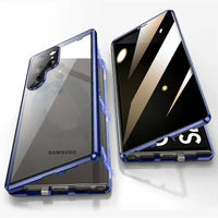 Anti Peeping Metal Phone Case For Samsung Galaxy S25 S24 S23 S22 Ultra Plus 360 Degree Privacy Protection Magnetic Phone Cover