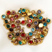 20pcs 6mm Stainless Steel Rhinestone Beads Gold Color Crystal Charms Pendants for Necklace Bracelet Jewelry Making Charm 2030