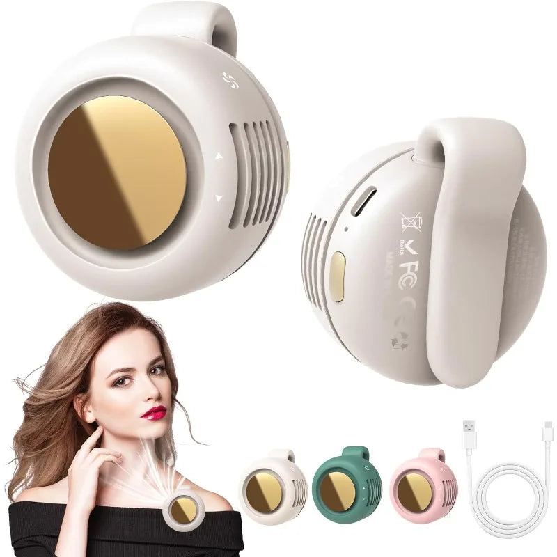 Portable Silent Mini Bladeless Electric Fan,Small fan Clip on Shirt Waist Mini Bladeless Fan Adjustable 3-Speed For Outdoor