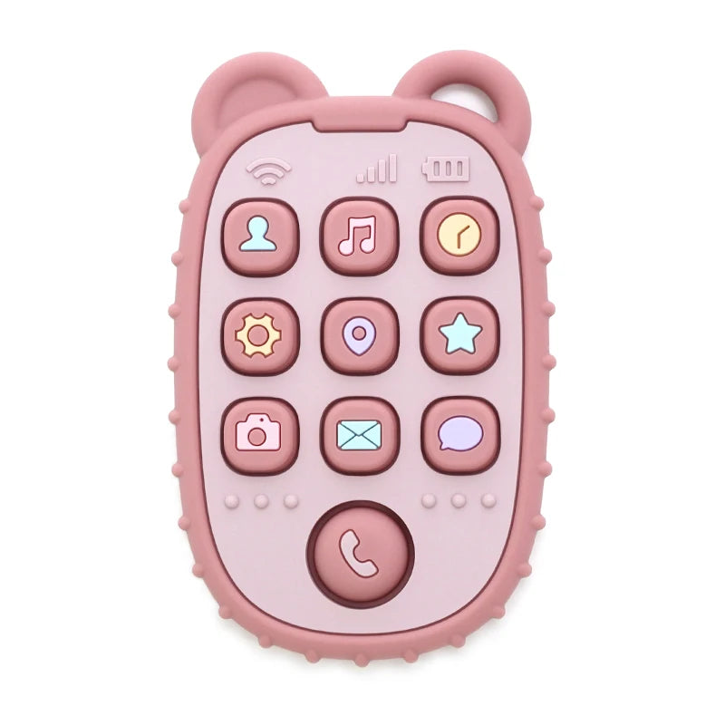 2024 New Baby Teether mobile phone Shape Silicone Teether Teething Toy Kids Sensory Educational Toy baby gift set
