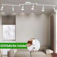 Track Lighting Kit Modern White Ceiling Spot Lighting with Flexibly Rotatable Light Heads 6 Track Lights for Room/Hallway/Kitch